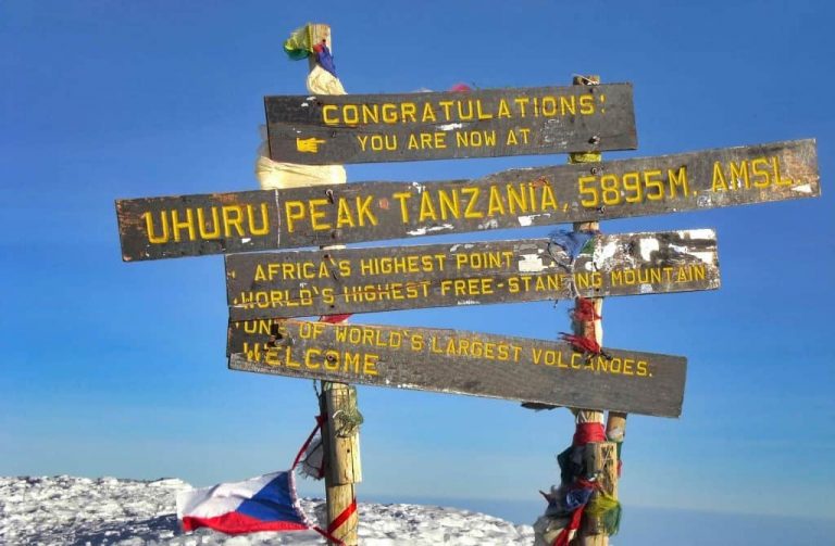 Uhuru Peak sign