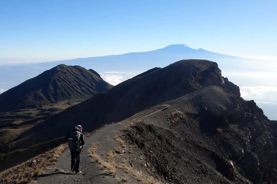 Hiker on Mount Meru