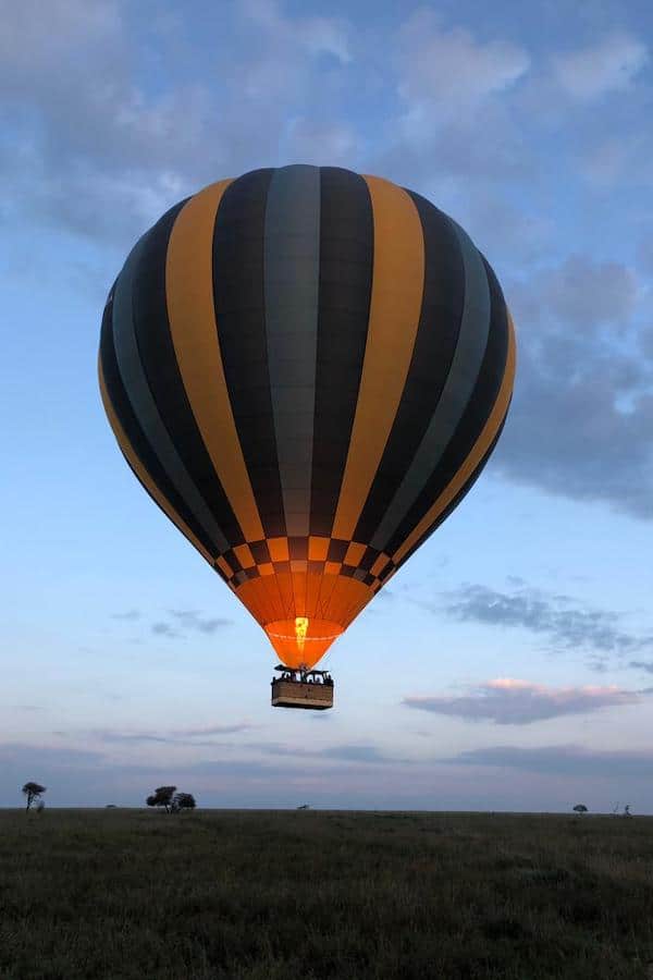 Serengeti hot air balloon safari at dawn