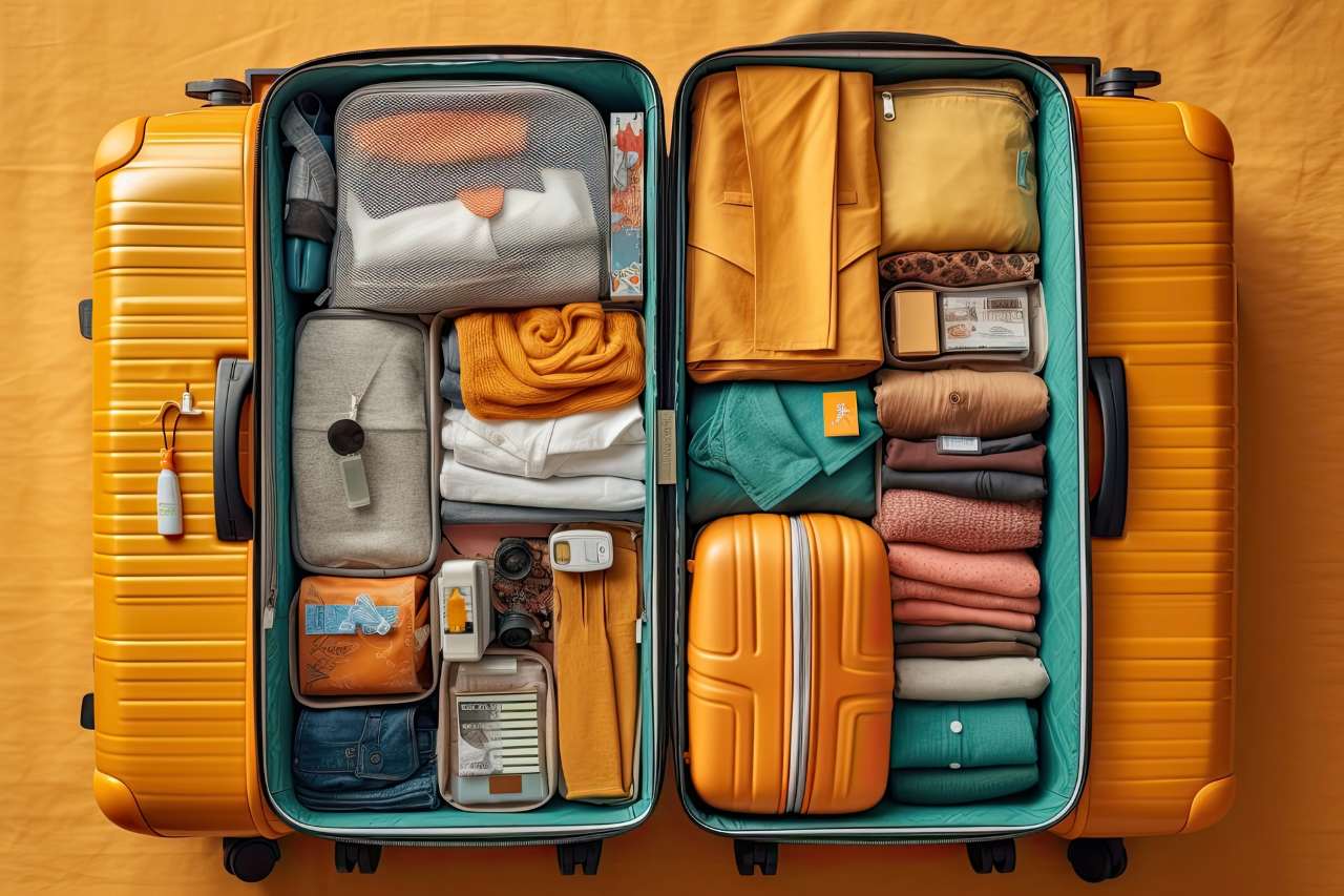 Packing suitcase for travel vacation