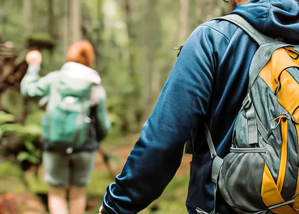 A group of trekkers hiking through the lush green trails of the Usambara Mountains, Tanzania