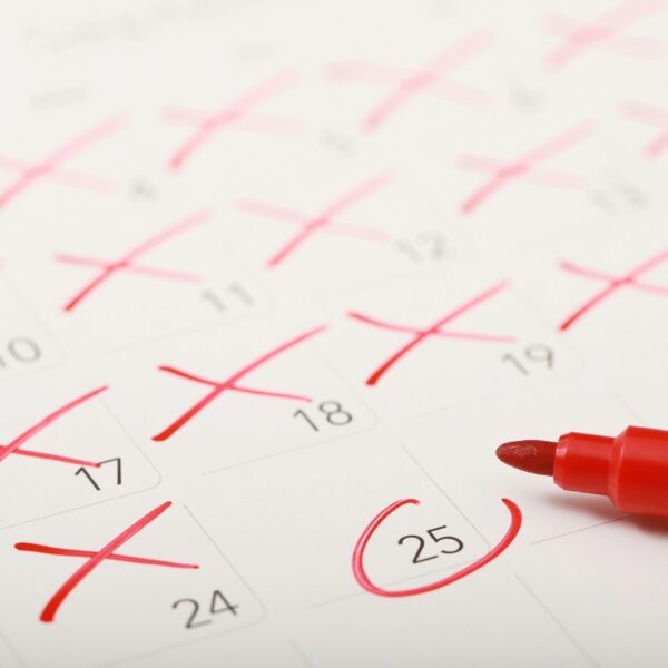 calendar marked with red pen