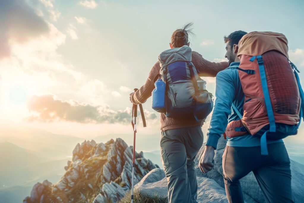 mountaineers climbing