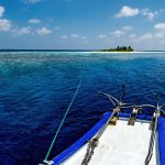 paradise beach landscape view from boat