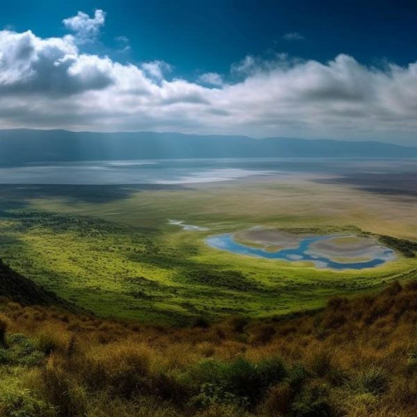 Majestic mountain range, tranquil meadow, and idyllic coastline beauty