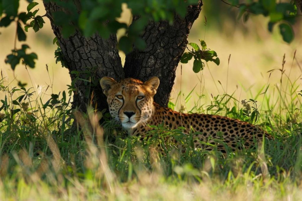 Cheetah Resting Under Tree