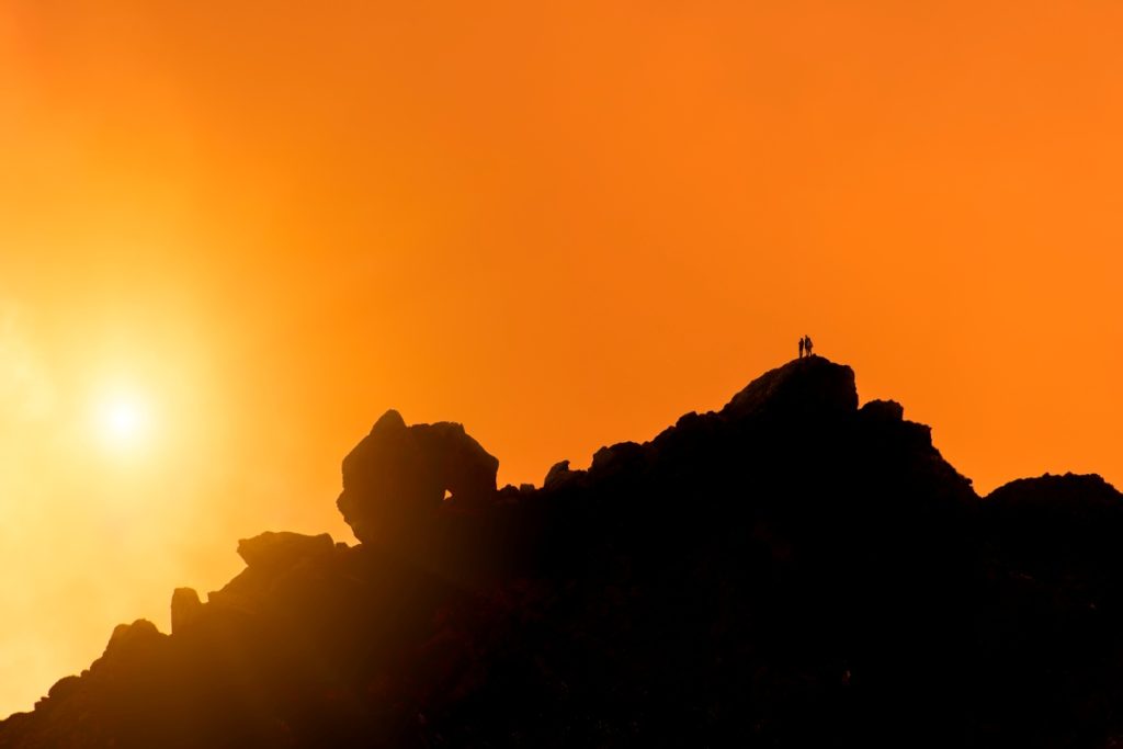 Climbers on the summit of a mountain