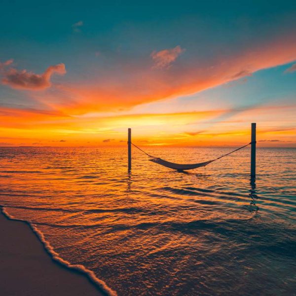 Tropical sunset beach as summer landscape