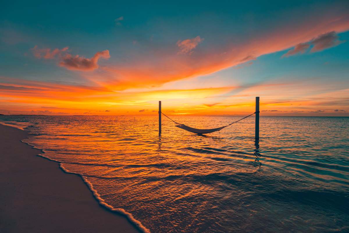 Tropical sunset beach as summer landscape